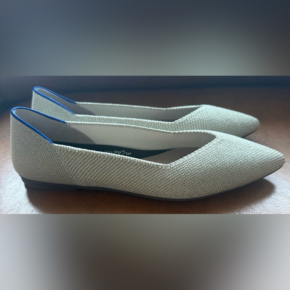 Rothy’s The Point II Diamond Twill Flats Size 8.5 Platinum Pointed Toe NWOB - Picture 8 of 11